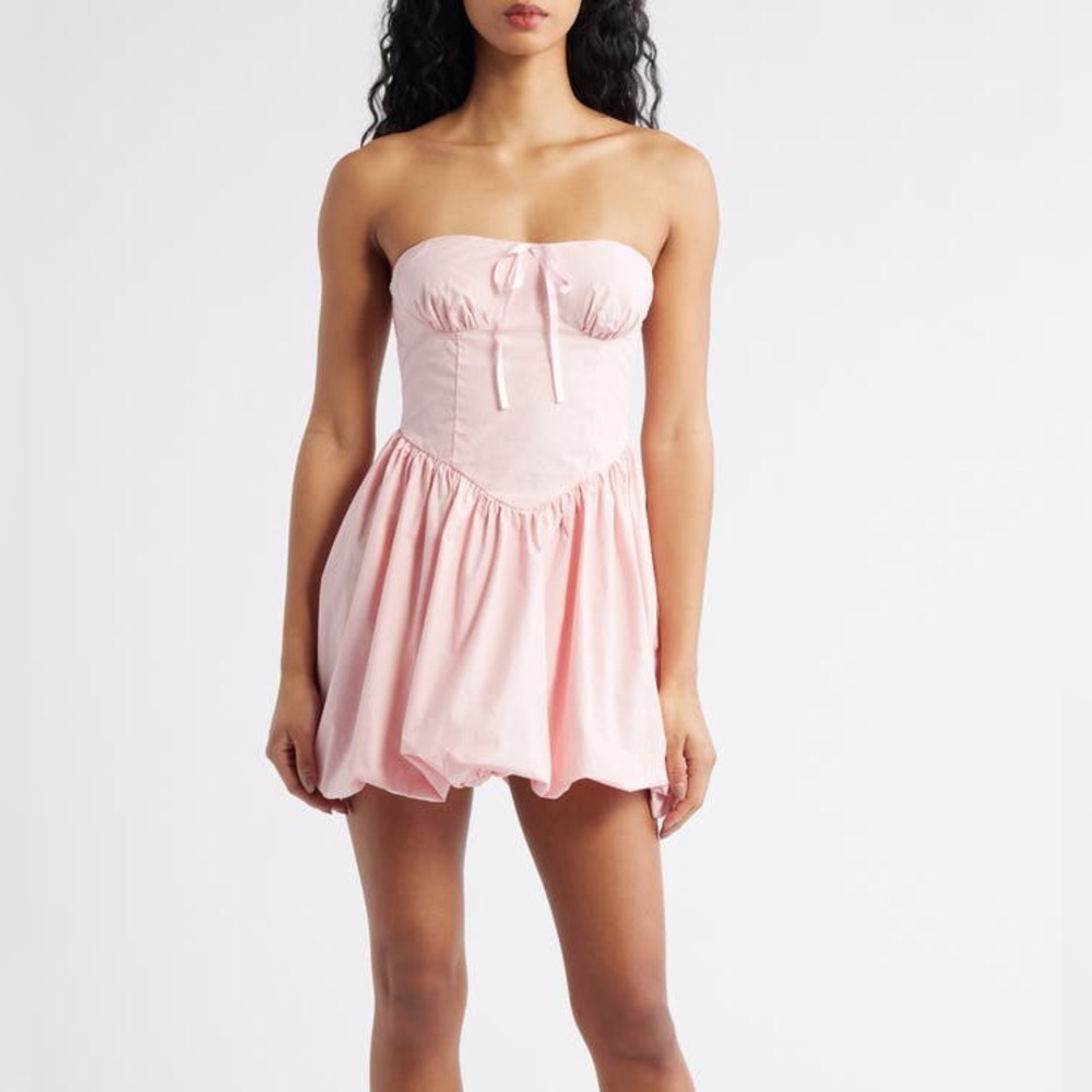 Princess Polly “Melaina” Blush Baby Pink Coquette Strapless Bubble Hem Dress 6 S
